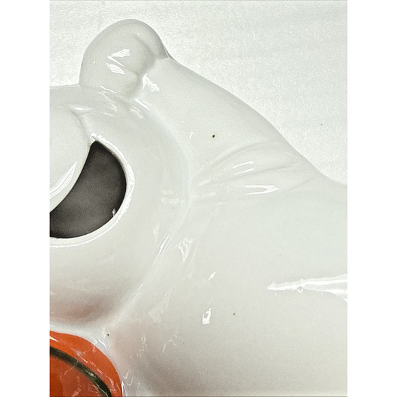 Vtg Midwest Cannon Falls Halloween Ceramic Ghost Pumpkin Candle Holder Luminary - Picture 10 of 12